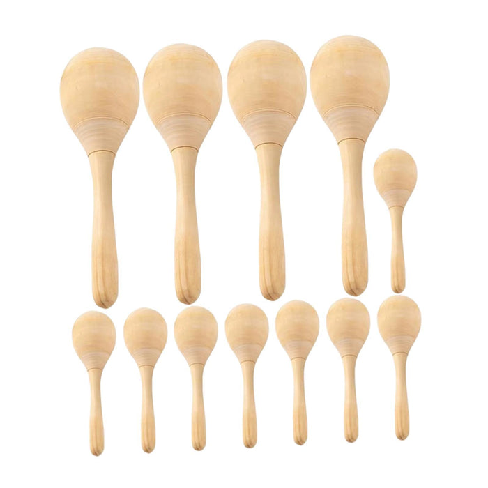 Crofta Wooden Maracas DIY Hand Painted Maracas for Holiday Baby Shower Party Favors 12Pcs