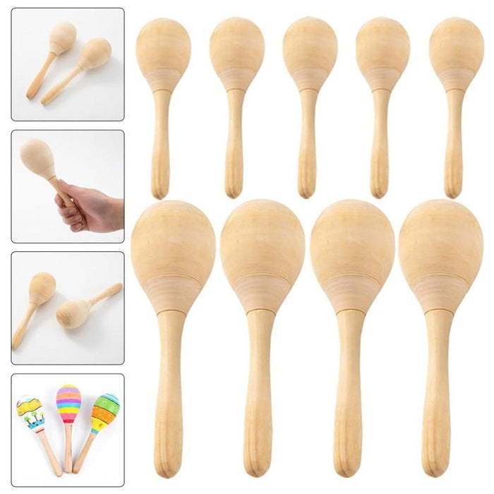 Crofta Wooden Maracas DIY Hand Painted Maracas for Holiday Baby Shower Party Favors 12Pcs