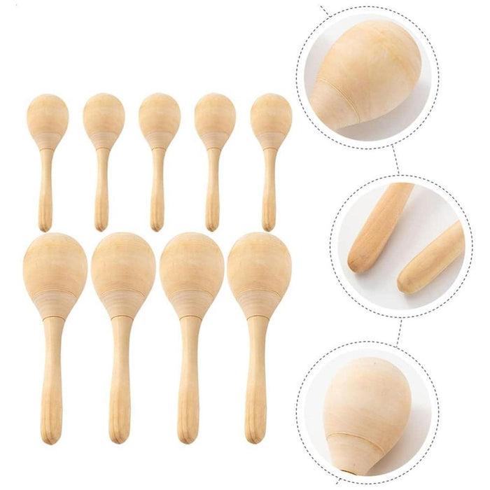 Crofta Wooden Maracas DIY Hand Painted Maracas for Holiday Baby Shower Party Favors 12Pcs