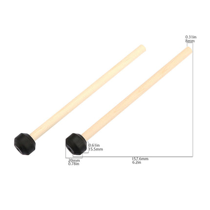 Crofta 2 Pieces Percussion Drumsticks Steel Drum Mallets for Performance Meditation Flat head