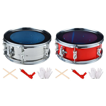 Crofta 13inch Snare Drum with Shoulder Strap Musical Instruments for Children Teens silver