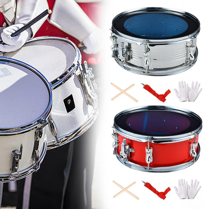 Crofta 13inch Snare Drum with Shoulder Strap Musical Instruments for Children Teens silver