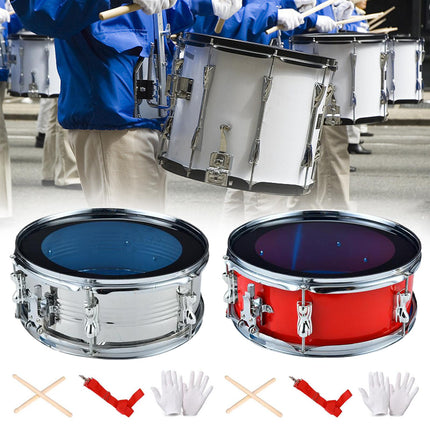 Crofta 13inch Snare Drum with Shoulder Strap Musical Instruments for Children Teens silver