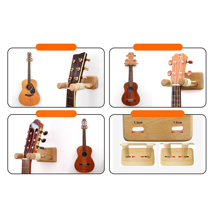 Crofta Wooden Guitar Hanger Vertical Wall Hanger for Ukulele Studio Acoustic Guitar