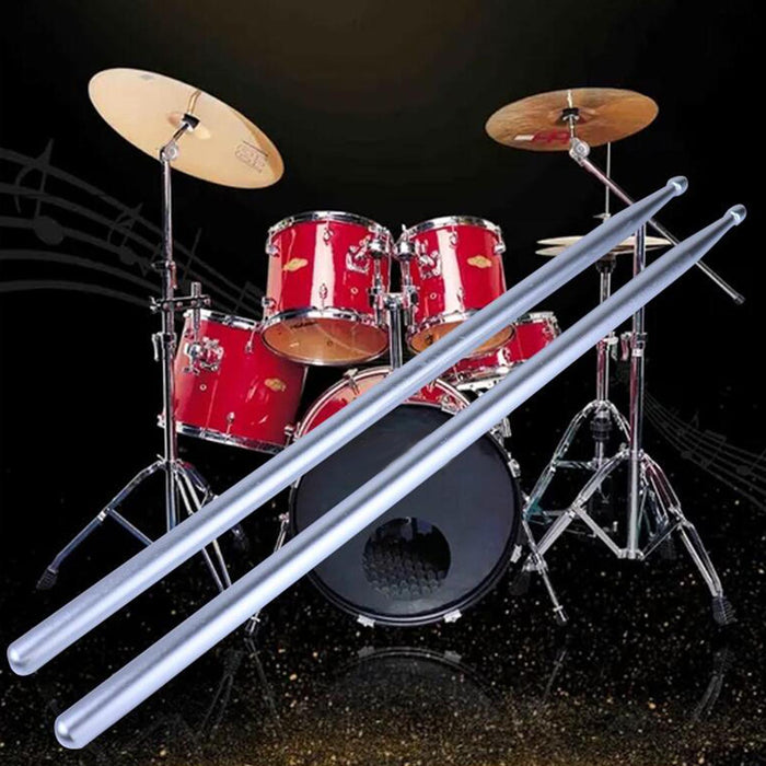 2 Pieces Aluminium Alloy Drum Sticks Drum Mallet for Children Kids Beginners Gray