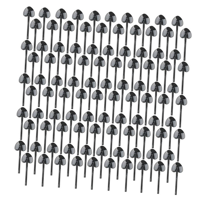 Crofta 100 Piece Heart Plastic Disposable Dessert Cake Ice Cream Party Spoons Black