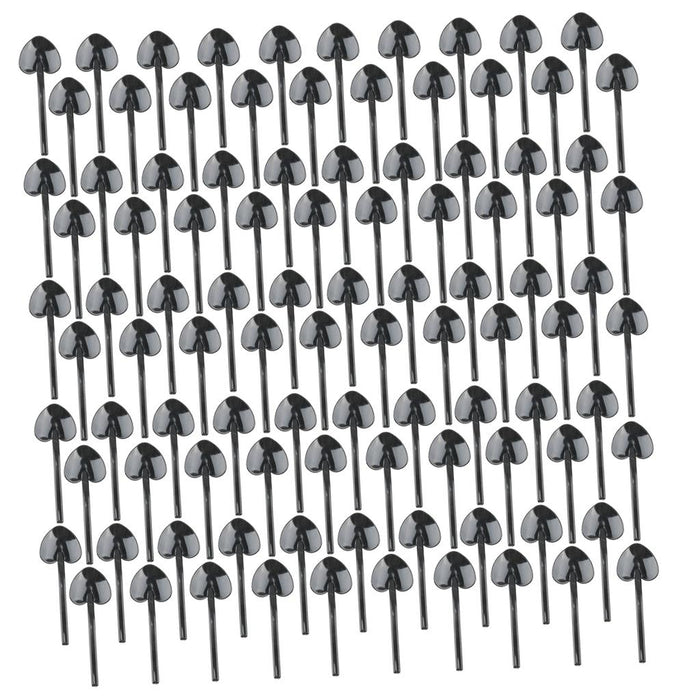 Crofta 100 Piece Heart Plastic Disposable Dessert Cake Ice Cream Party Spoons Black