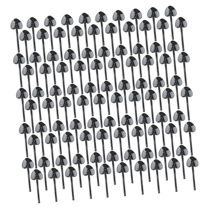 Crofta 100 Piece Heart Plastic Disposable Dessert Cake Ice Cream Party Spoons Black