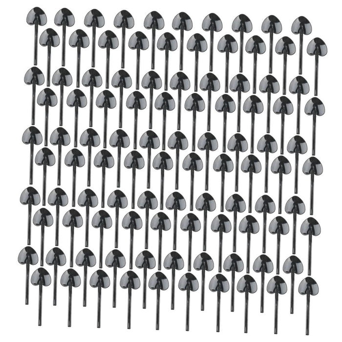 Crofta 100 Piece Heart Plastic Disposable Dessert Cake Ice Cream Party Spoons Black