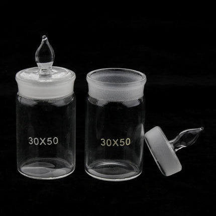 Crofta 2 Pieces Laboratory Glassware Weighing Bottle with Cup 30Ã—50mm