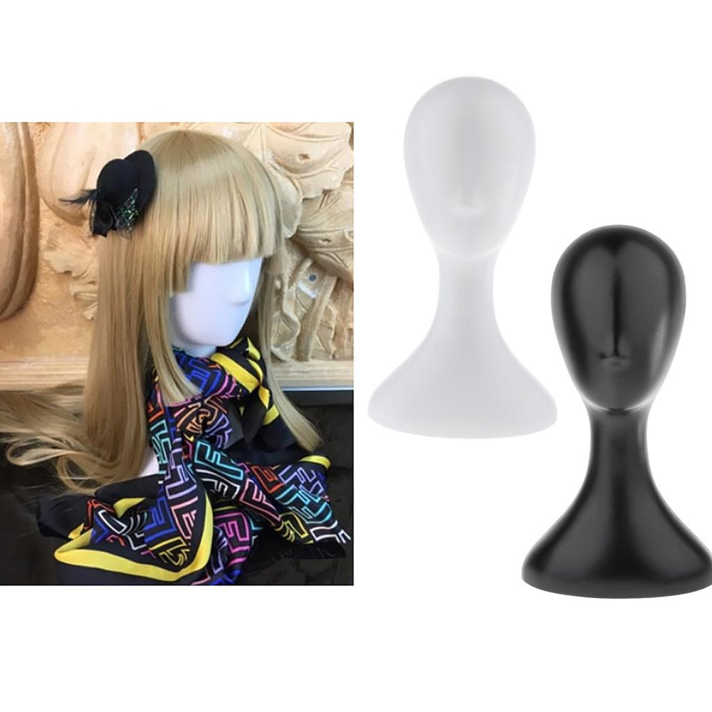 Crofta 16" Mannequin Head Model Manikin Wig Hat Scarf Display Stand Holder Black