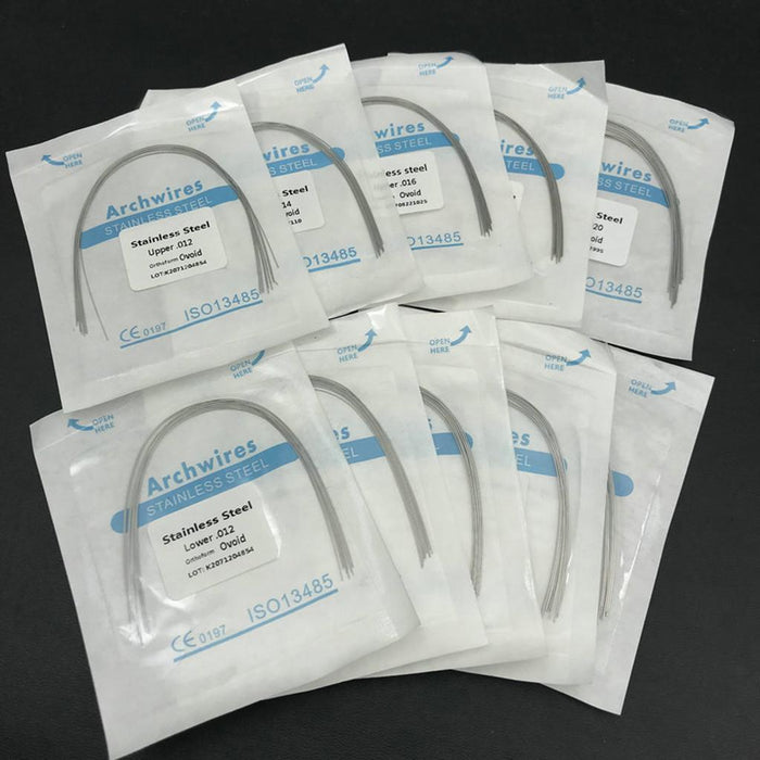 Crofta 10 Packs Dental Orthodontic Super Elastic Stainless Steel Round Arch Wire 10 Sizes