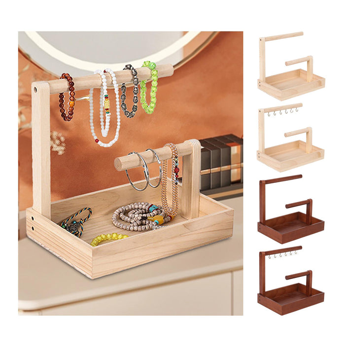 Crofta Jewelry Display Stand with 2 Stand Shops Bracelet Ring Bracelet Jewelry Rack beige