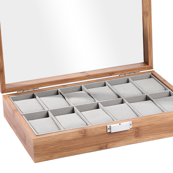 Crofta Watch Box Organizer Premium for Watches Jewelry Display Home Decor Men Women 12 Slots