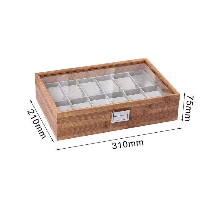 Crofta Watch Box Organizer Premium for Watches Jewelry Display Home Decor Men Women 12 Slots