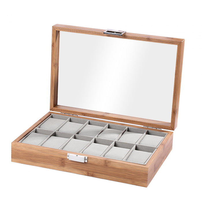 Crofta Watch Box Organizer Premium for Watches Jewelry Display Home Decor Men Women 12 Slots