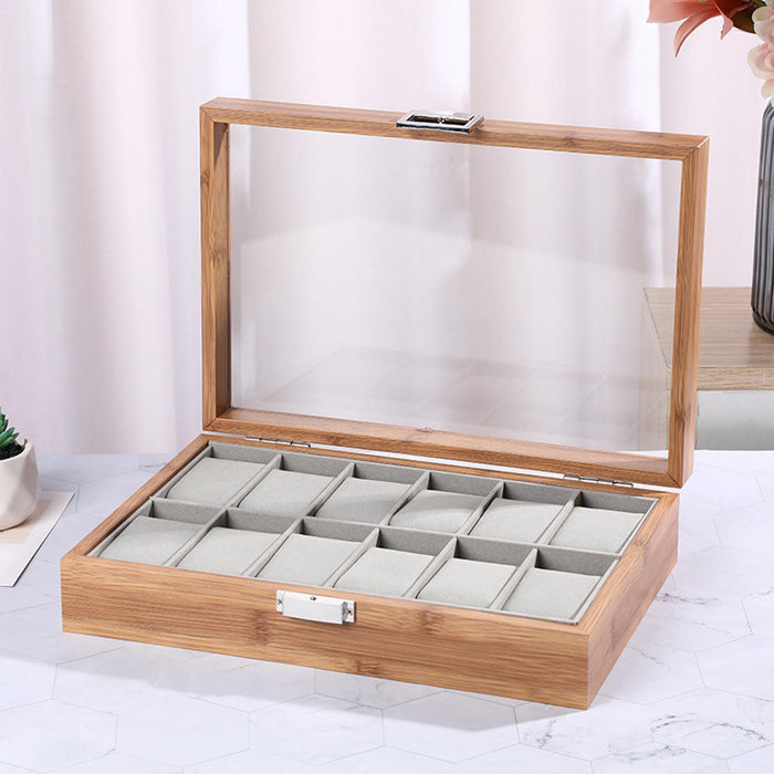 Crofta Watch Box Organizer Premium for Watches Jewelry Display Home Decor Men Women 12 Slots