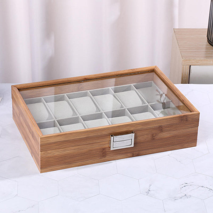 Crofta Watch Box Organizer Premium for Watches Jewelry Display Home Decor Men Women 12 Slots