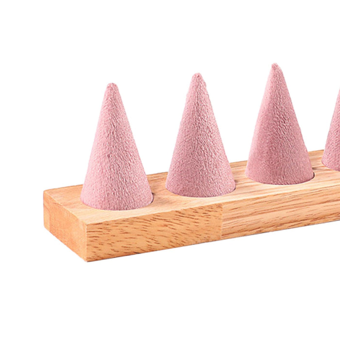 Crofta Cone Shaped Rings Holder Wood Rings Stand for Craft Fairs Countertop Wedding 5