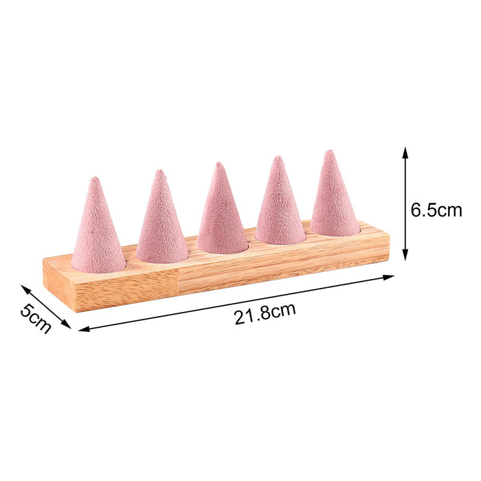 Crofta Cone Shaped Rings Holder Wood Rings Stand for Craft Fairs Countertop Wedding 5