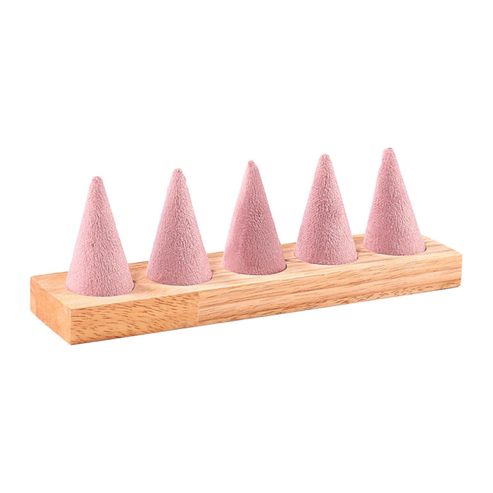 Crofta Cone Shaped Rings Holder Wood Rings Stand for Craft Fairs Countertop Wedding 5