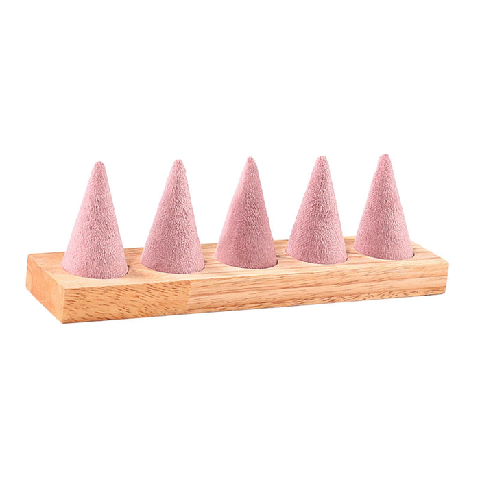 Crofta Cone Shaped Rings Holder Wood Rings Stand for Craft Fairs Countertop Wedding 5