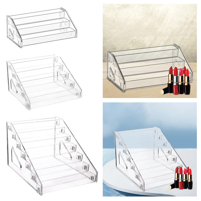 Crofta Acrylic Display Riser Display Rack Clear Holder for Badges Mini Dolls Medals 3 Tier