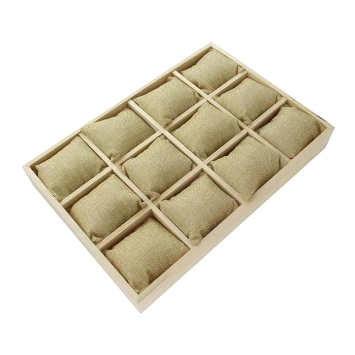 Crofta Watch Tray Jewelry Organizer 12 Grid 35x25x4.5cm Storage Box for Trade Shows Style C