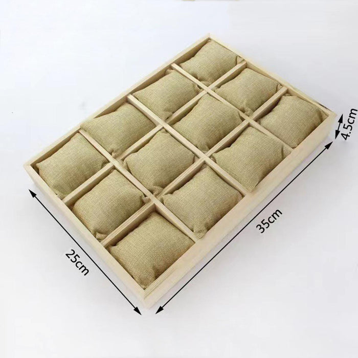 Crofta Watch Tray Jewelry Organizer 12 Grid 35x25x4.5cm Storage Box for Trade Shows Style C