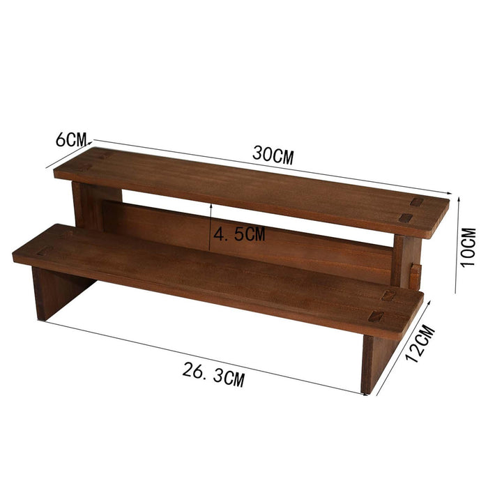 Crofta Jewelry Rack Wood 2 Tier Riser Display Shelf for Bracelet Necklaces Business small