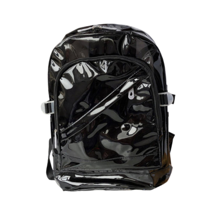 Crofta PVC Backpack Multifunctional Adjustable Gift Bookbag for Camping Hiking Work Black