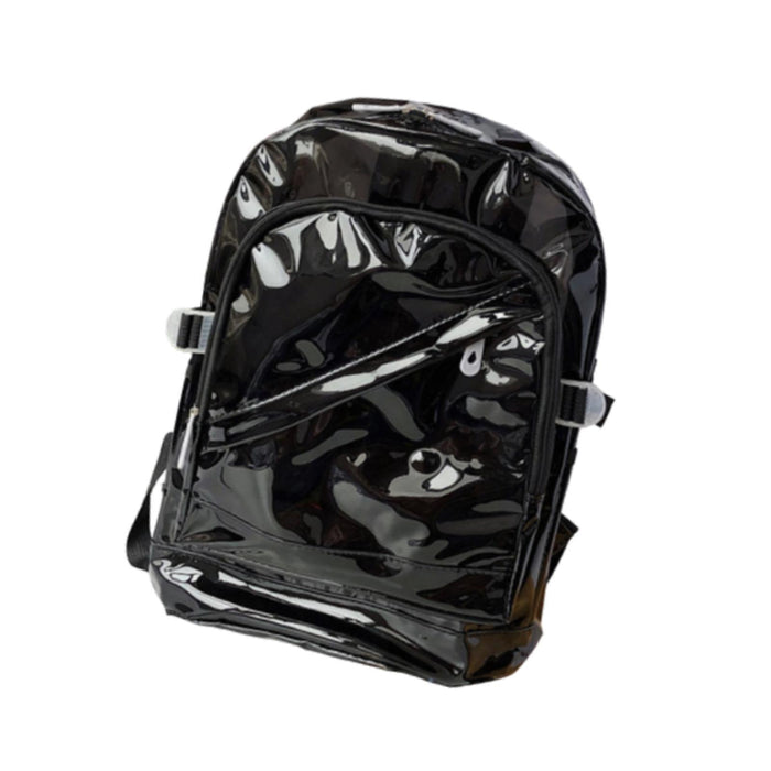 Crofta PVC Backpack Multifunctional Adjustable Gift Bookbag for Camping Hiking Work Black