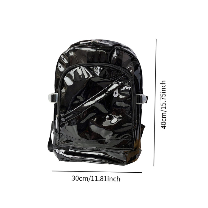 Crofta PVC Backpack Multifunctional Adjustable Gift Bookbag for Camping Hiking Work Black