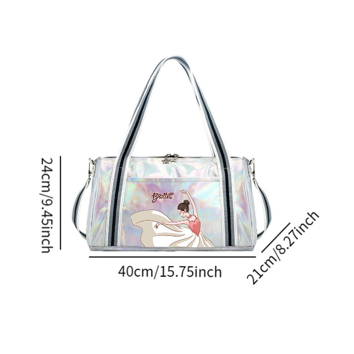 Crofta Duffle Bag Portable Personal Item Women Dance Bag for Dance Overnight Silver