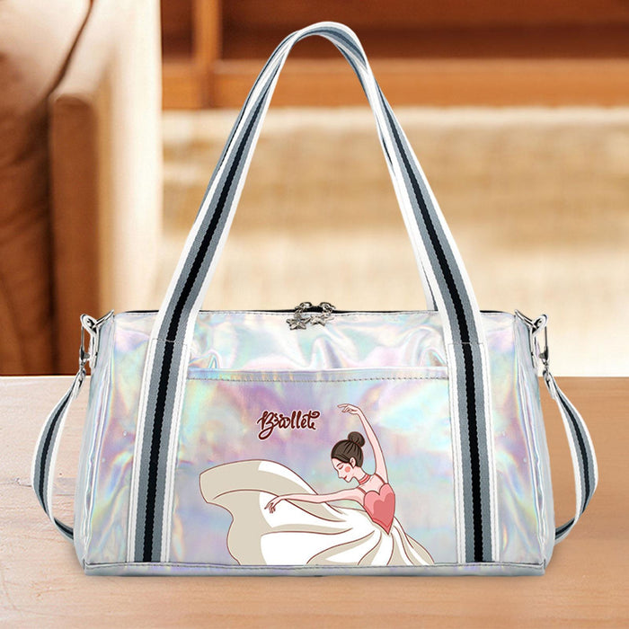 Crofta Duffle Bag Portable Personal Item Women Dance Bag for Dance Overnight Silver