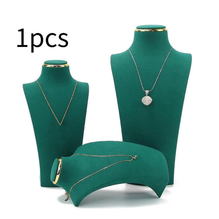 Crofta Necklace Storage Stand Green Necklace Mannequin Holder Stand for Shows Props 14 x 26 cm