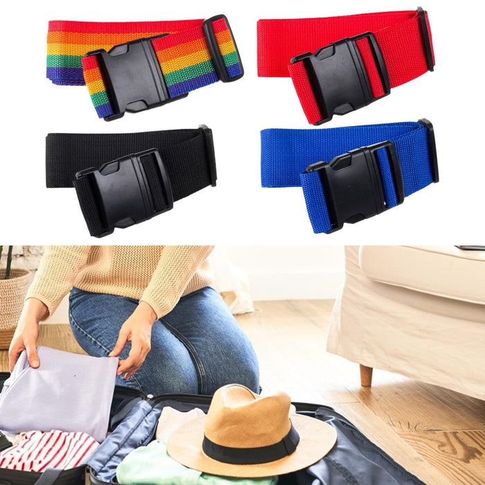 Crofta 2 Meters Suitcase Belt Travel Packing Strap Sturdy with Quick Release Buckle Multicolor