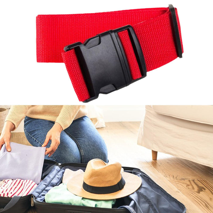 Crofta 2 Meters Suitcase Belt Travel Packing Strap Sturdy with Quick Release Buckle Red