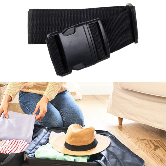 Crofta 2 Meters Suitcase Belt Travel Packing Strap Sturdy with Quick Release Buckle Black