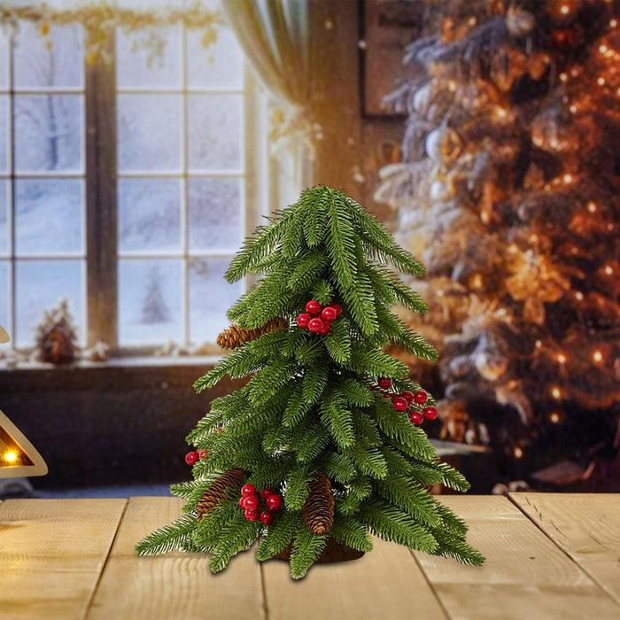 Crofta 15.7inch Small Artificial Christmas Tree for Restaurants Versatile Realistic Style C