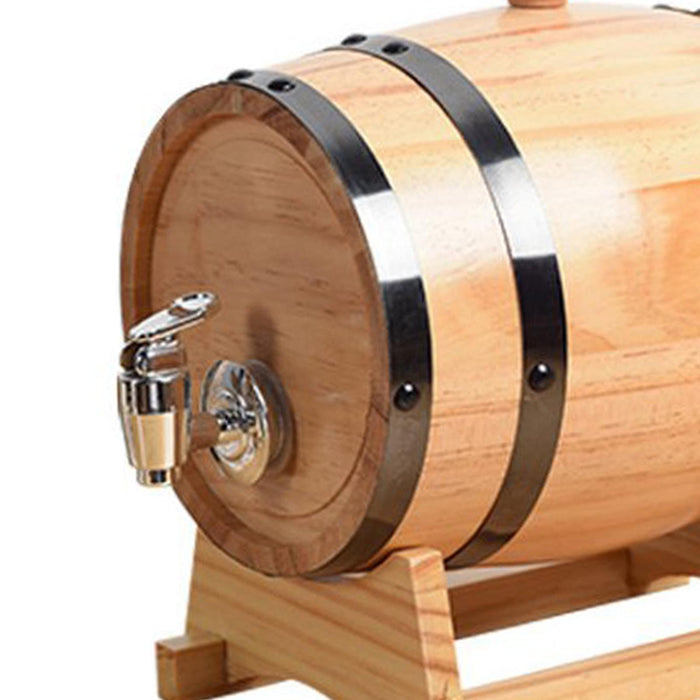 Crofta Wooden Aging Barrel with Stand Wine Brandy Maker Party Table Pub Wine Barrel 1L 18x12.7x15cm