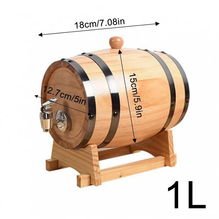 Crofta Wooden Aging Barrel with Stand Wine Brandy Maker Party Table Pub Wine Barrel 1L 18x12.7x15cm