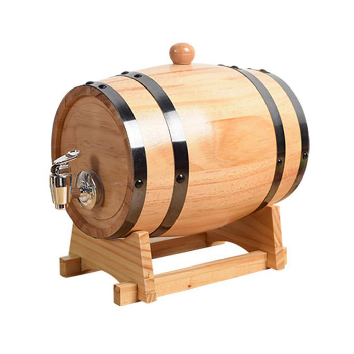 Crofta Wooden Aging Barrel with Stand Wine Brandy Maker Party Table Pub Wine Barrel 1L 18x12.7x15cm