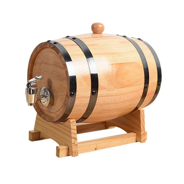 Crofta Wooden Aging Barrel with Stand Wine Brandy Maker Party Table Pub Wine Barrel 1L 18x12.7x15cm