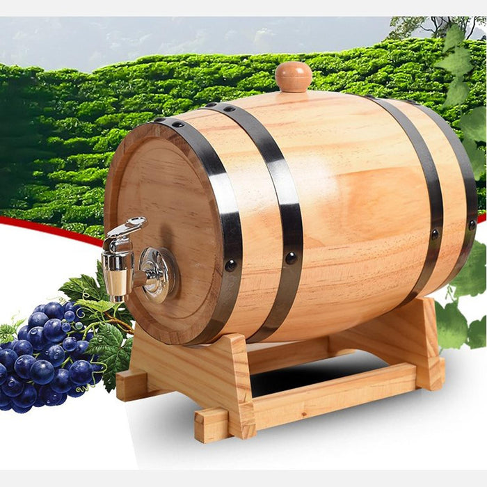 Crofta Wooden Aging Barrel with Stand Wine Brandy Maker Party Table Pub Wine Barrel 1L 18x12.7x15cm