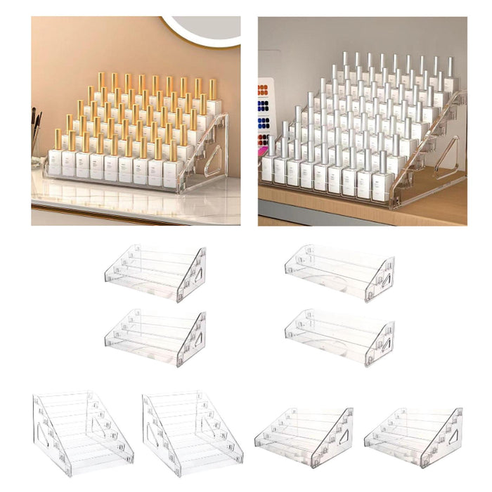 2 Pieces Acrylic Nail Polish Display Rack Countertop Acrylic Lipstick Holder 7 Tier