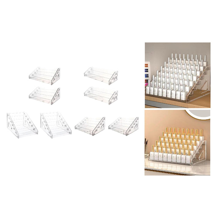 2 Pieces Acrylic Nail Polish Display Rack Countertop Acrylic Lipstick Holder 7 Tier