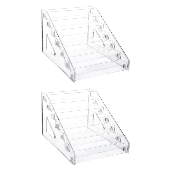 2 Pieces Acrylic Nail Polish Display Rack Countertop Acrylic Lipstick Holder 7 Tier