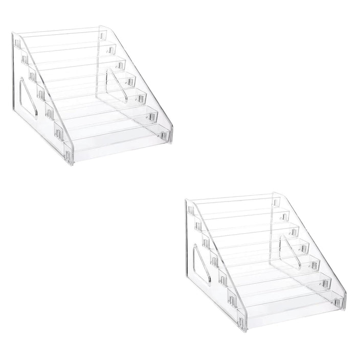 2 Pieces Acrylic Nail Polish Display Rack Countertop Acrylic Lipstick Holder 7 Tier