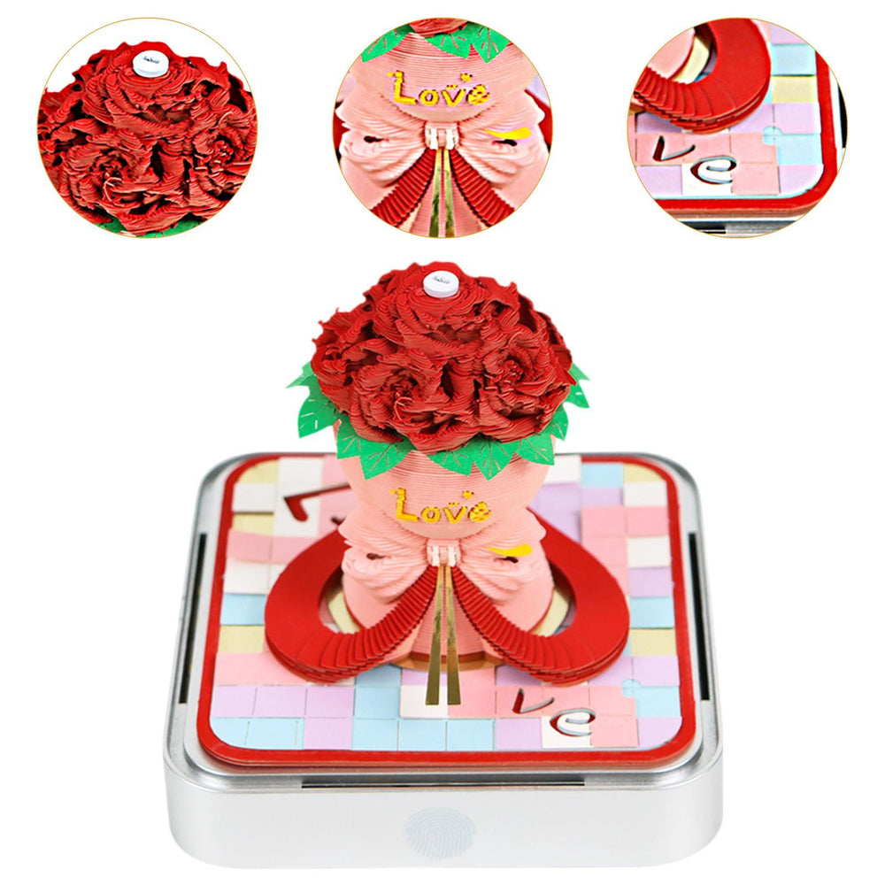 2025 3D Memo Pad Calendar Creative 3D Desk Calendar for Office Home Birthday Red